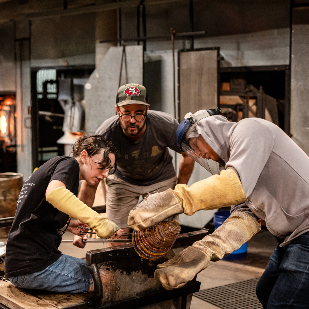 Hilltop Artists students collaborate with MoG staff during the annual residency at Museum of Glass