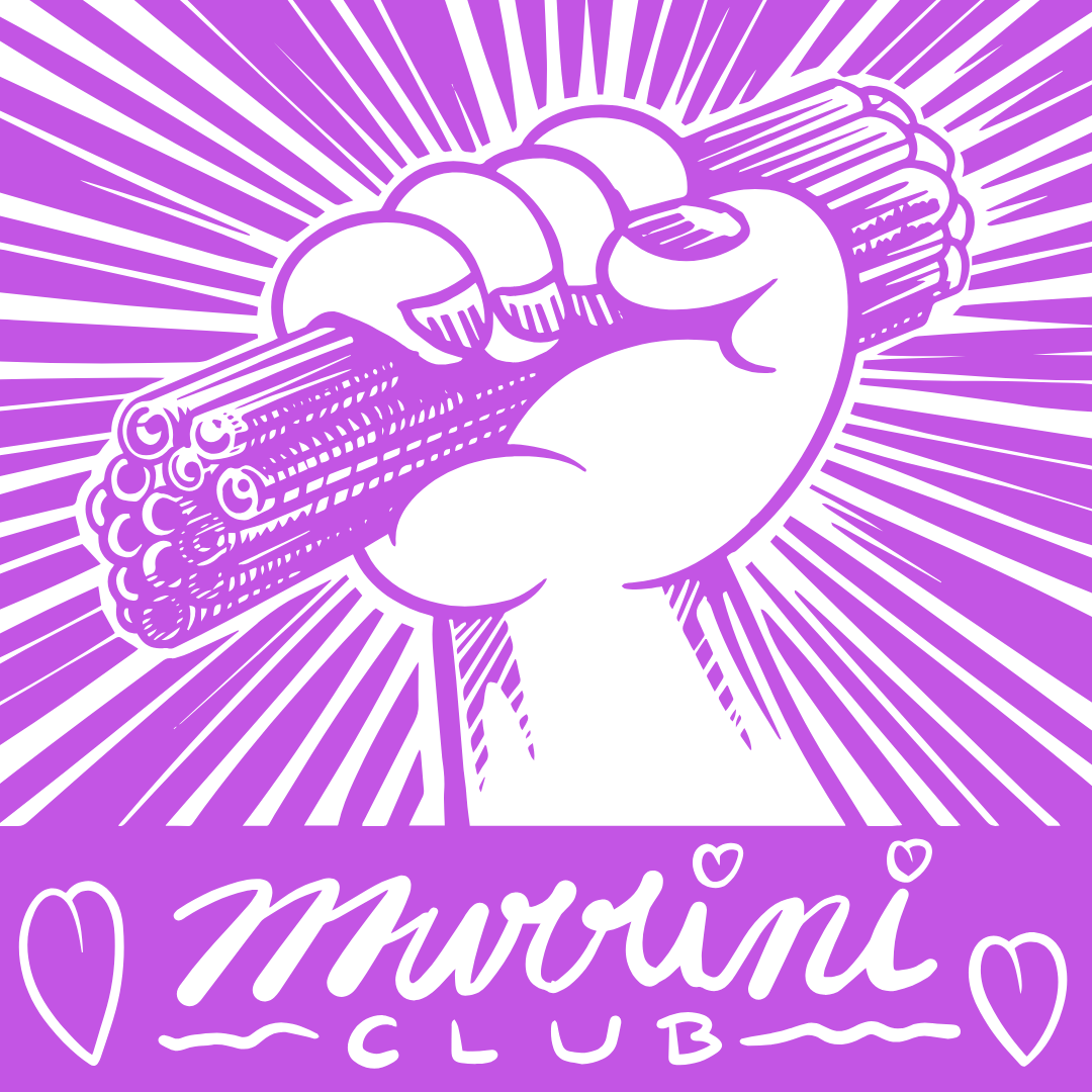 Illustration of a cartoon hand grabbing a bundle of purple glass cane with a starburst design in the background