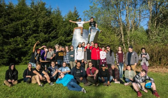 Hilltop Artists students posed during a retreat at the Pilchuck Glass School.