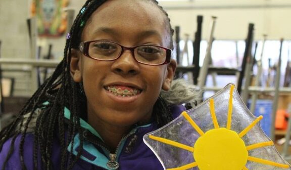 Hilltop Artist Nanita shows off fusion pieces created in the hot shop.