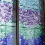 Photograph of an installation of glass floats produced and installed at Mary Bridge Childrens' Hospital by Hilltop Artists