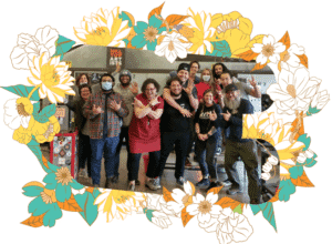 The staff celebrates Dr. Kim’s 5th anniversary with Hilltop Artists