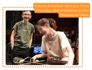 Karyna & Cohner during a demonstration at the Museum of Glass
